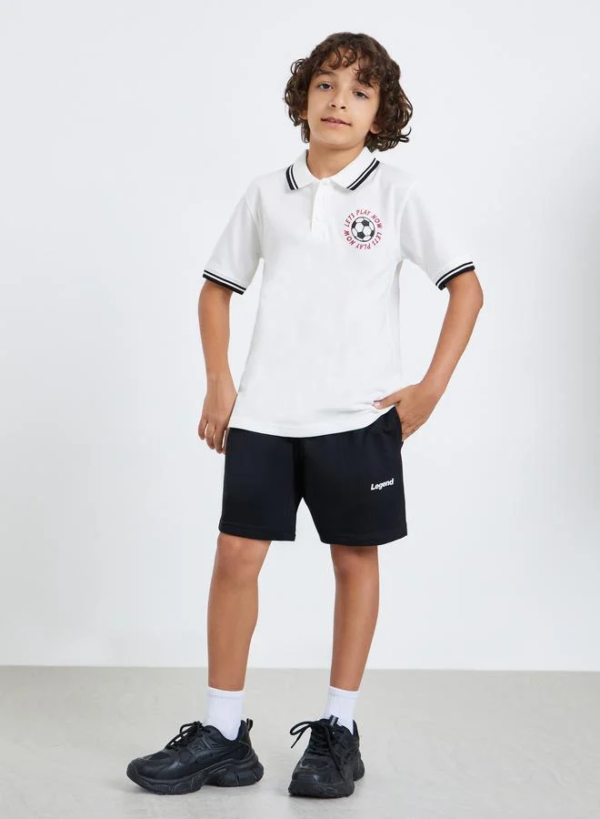 Styli Teen Boys Slogan Print Shorts